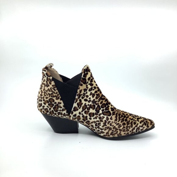 Qupid Brown Leopard Print Fashion Boots Chunky Heel Ankle Boots - Picture 3 of 8